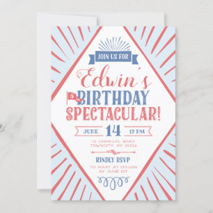 Circus Carnival Typografisch Birthday Spectaculair Kaart