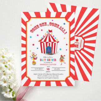 Circus Carnival Waterverf Baby shower Kaart