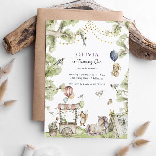 Circus Carnival Woodland Unicorn Birthday Party Kaart