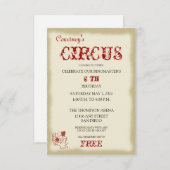 Circus Childrens Birthday Party Invitation Kaart (Voorkant / Achterkant)