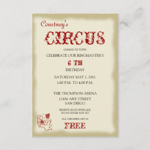 Circus Childrens Birthday Party Invitation Kaart