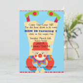 Circus Clow à l'envers invitation d'anniversaire (Debout devant)