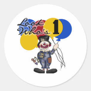 Circus Clown 1e verjaardag Ronde Sticker