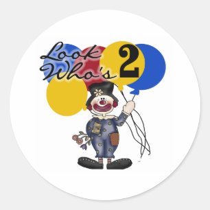 Circus Clown 2e verjaardag Ronde Sticker