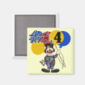 Circus Clown 4e verjaardag Tshirts en geschenken Magneet (Voorkant / Achterkant)