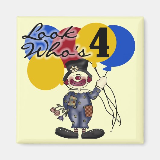 Circus Clown 4e verjaardag Tshirts en geschenken Magneet (Voorkant)