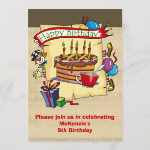 Circus Clown Birthday Party Invitations Kaart