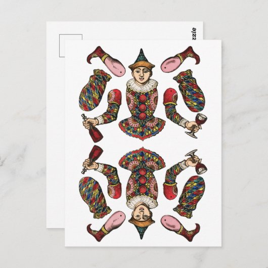 circus clown boy gelede papier pop uitsneden briefkaart (Voorkant / Achterkant)