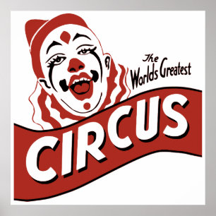 Circus clown clipart, leuke illustratie poster