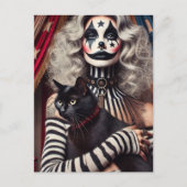 Circus Clown en een zwart Kat Briefkaart (Voorkant)