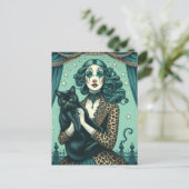 Circus Clown en een zwart Kat Briefkaart (Staand voorkant)