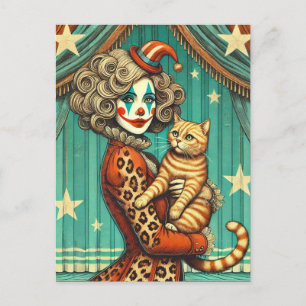 Circus Clown en haar Ginger Kat Briefkaart