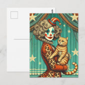 Circus Clown en haar Ginger Kat Briefkaart (Voorkant / Achterkant)