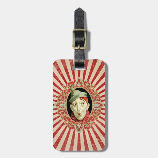  Circus Clown en Retro Stripes Patroon Bagagelabel (Voorkant verticaal)