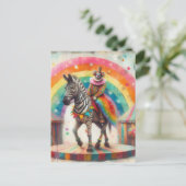Circus Clown en Zebra Briefkaart (Staand voorkant)