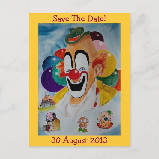 Circus Clown - Enregistrer La Date Carte Postale (Devant)