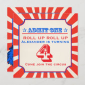 Circus clown fun fair 4e anniversaire invitation (Devant / Derrière)
