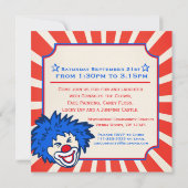 Circus clown fun fair 4e anniversaire invitation (Dos)