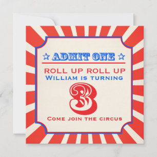 Circus clown fun foire 3e anniversaire invitation