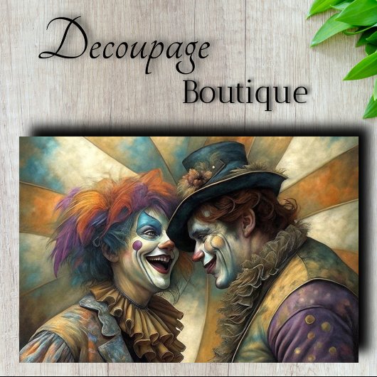 Circus Clown Paar Decoupage Tissuepapier