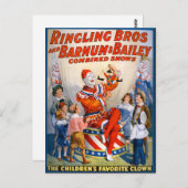  Circus Clown Show Briefkaart (Voorkant / Achterkant)