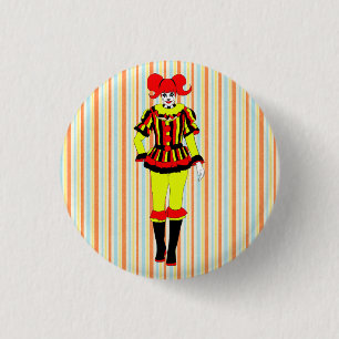 Circus Clown women side show freak horror gothic a Ronde Button 3,2 Cm
