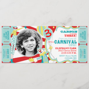 Circus Clowns Birthday Invitation T-AQRD Kaart