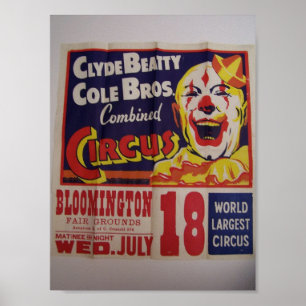 Circus, 'Clyde Beatty and Cole Bros' Retro Theater Poster
