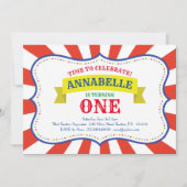 Circus Cute 1er Anniversaire Invitations (Devant)
