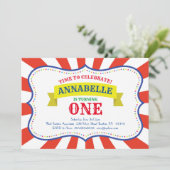 Circus Cute 1er Anniversaire Invitations (Debout devant)