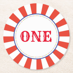Circus Cute Kind Birthday Party  Ronde Kartonnen Onderzetter