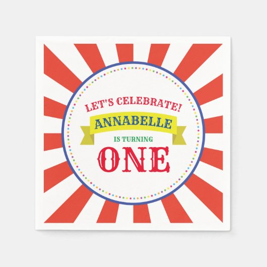 Circus Cute Kind Birthday Party Servet (Voorkant)