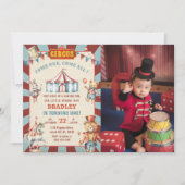 Circus dieren carnaval verjaardag foto uitnodiging (Voorkant)