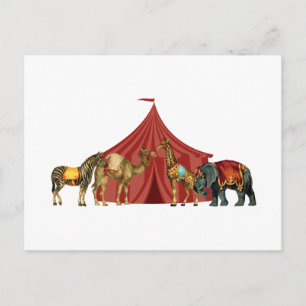 Circus-dieren en tentstof-Briefkaart Briefkaart