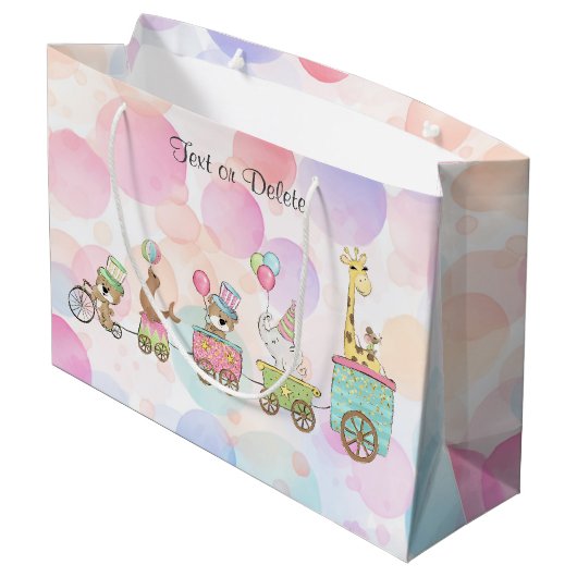 Circus dieren geschenkzak groot cadeauzakje (Achterkant Gekanteld)