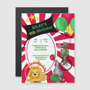 Circus Dieren Kinderen Verjaardag Uitnodiging