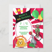 Circus Dieren Kinderen Verjaardag Uitnodiging (Voorkant)