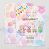 Circus Dieren Verjaardagsfeest Uitnodiging (Voorkant / Achterkant)