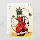 Circus Dog met Hula Hoop Briefkaart (Voorkant / Achterkant)