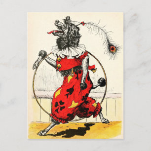 Circus Dog met Hula Hoop Briefkaart