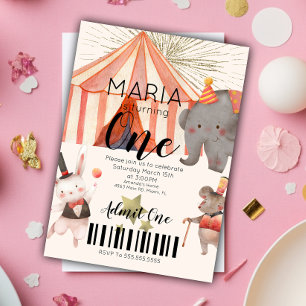 Circus Eerste Verjaardag Ticket Kaart