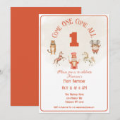 Circus Eerste Verjaardagsuitnodiging Kaart (Voorkant / Achterkant)