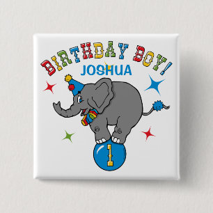 Circus Elephant 1e verjaardag Vierkante Button 5,1 Cm