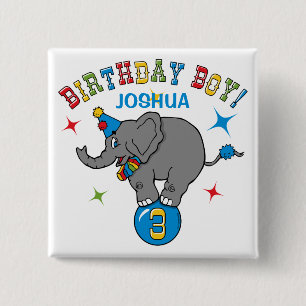 Circus Elephant 3e verjaardag Vierkante Button 5,1 Cm