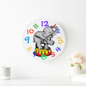 Circus Elephant Art Kinder Room Wall Clock Grote Klok (Huis)