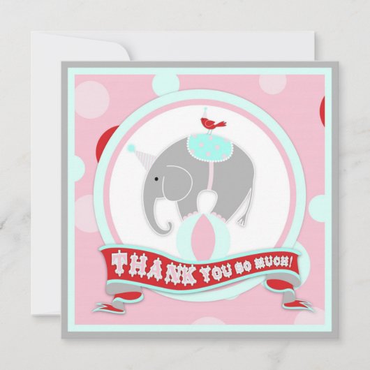 Circus Elephant Bedankt Roze (Voorkant)