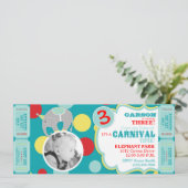 Circus Elephant Birthday Invitation Kaart (Staand voorkant)