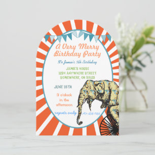 Circus Elephant Birthday Party Invitation Bunting Kaart