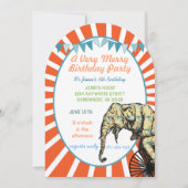 Circus Elephant Birthday Party Invitation Bunting Kaart (Voorkant)