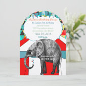 Circus Elephant Birthday Party Invitation Bunting Kaart (Staand voorkant)